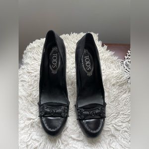 Tod’s Black Leather heeled loafers - size 37